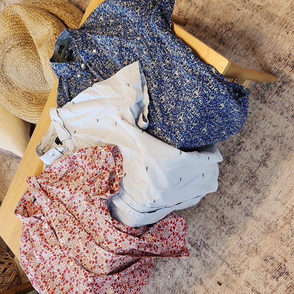 lot of 3 J. Crew, large short sleeve shirts.